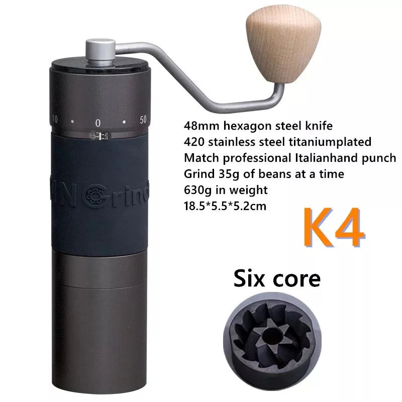 Kingrinder K6 manual coffee grinder portable mill 420stainless steel 48mm stainless steel Titanium plating burr