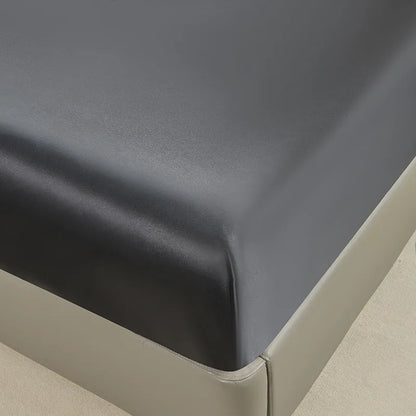 1pcs 2025 new pure black satin waterproof fitted sheet single piece pillowcase urine mattress protective cover