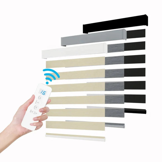 top selling professional customized dual layer waterproof 100% blackout fabric remote control automatic zebra blind for home