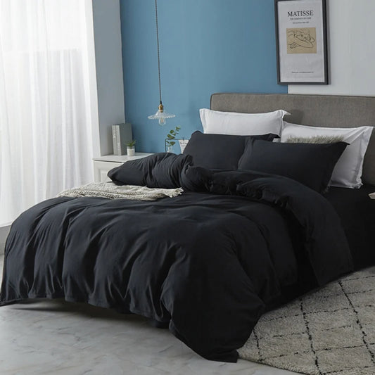 Cubierta nórdica de tela cepillada cubierta de edredón suave y acogedora con cierre de la cremallera cubierta nórdica de ropa de cama gris/negro con funda de almohada