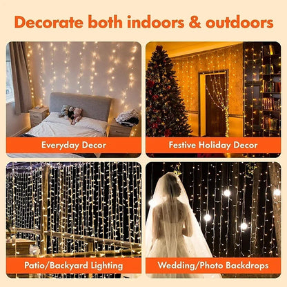 3m LED -gardin String Lights Fairy Decoration USB Holiday Garland Lamp 8 Mode til Home Garden Julefest nytårs bryllup