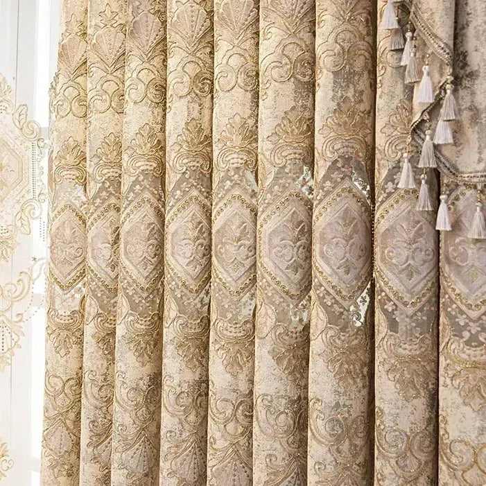 European Chenille Embroidery Luxury Curtains for Living Room Bedroom Villa Window Blackout Elegant Set Custom Valance DecorTulle