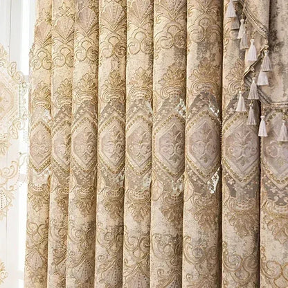 European Chenille Embroidery Luxury Curtains for Living Room Bedroom Villa Window Blackout Elegant Set Custom Valance DecorTulle
