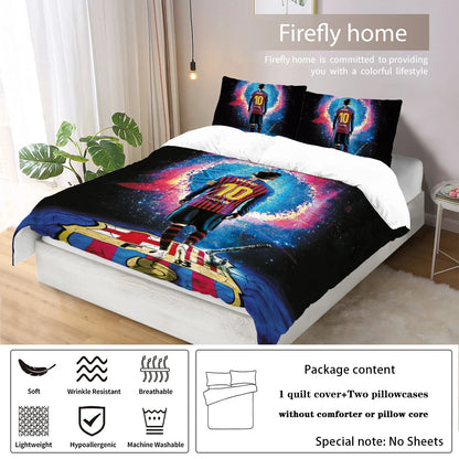 3-piece football star collection (1 down duvet cover+2 pillowcases, no core), personalized bedroom room bedding set