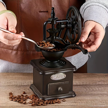 Vintage Classic Hand-Cranked Bean Grinder Portable Adjustable Coffee Grinder Home Mini Large Wheel Manual Coffee Machine Gift