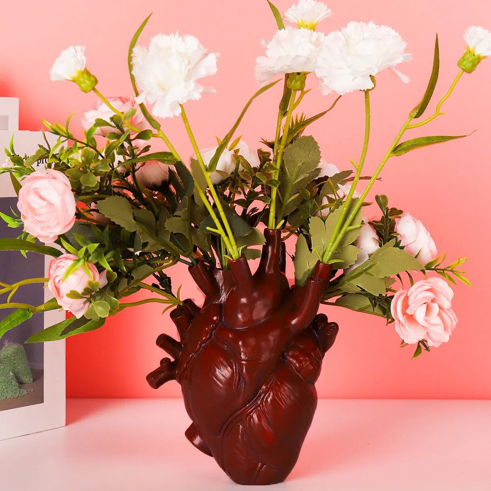 Creative Heart-Shaped Heart Vase Vases For Flowers Sculpture Anpassad Vase Hjärtformad konstharts Vase Desktop Home Decoration