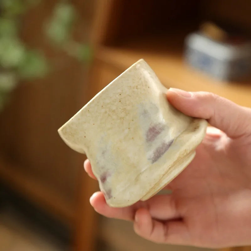 Rough pottery vintage espresso cup Creative hand-crafted pottery creased irregular ceramic cup coffee cups