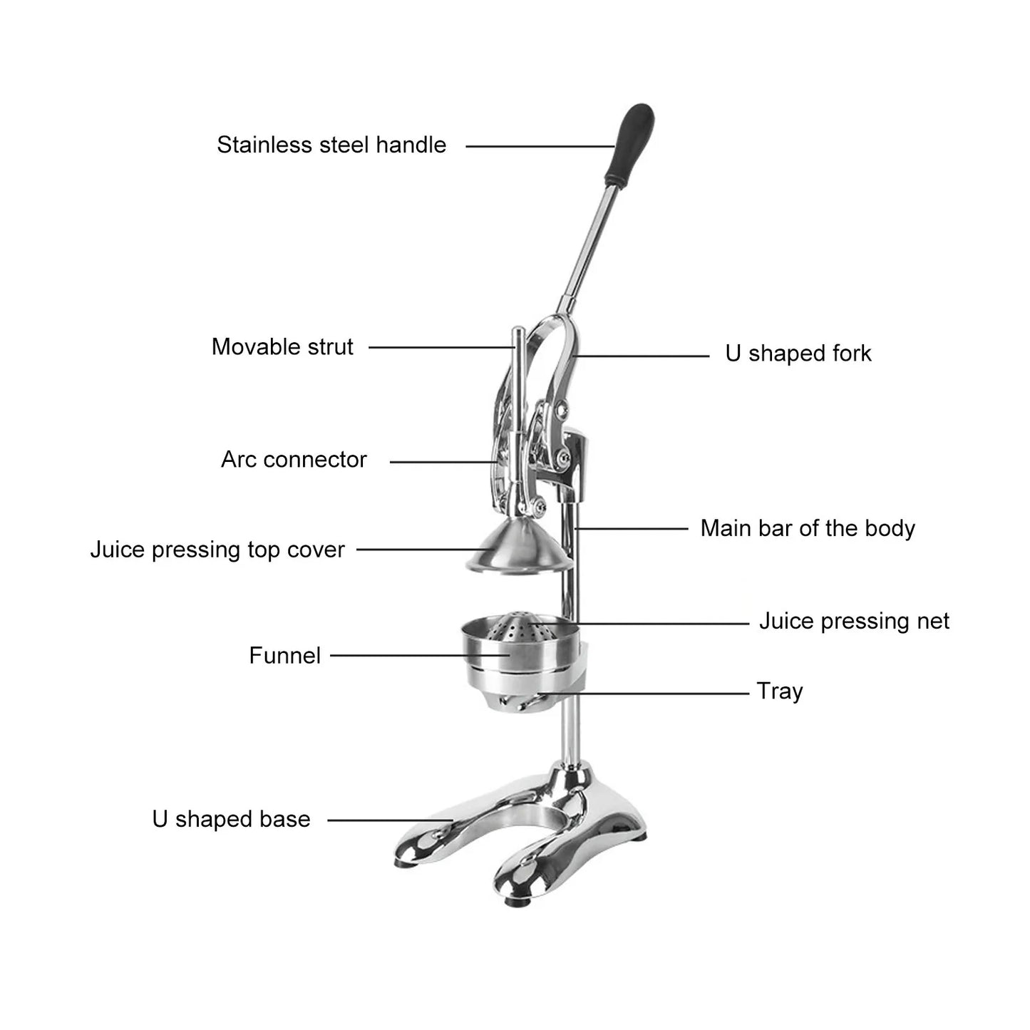 Manual Press Juicer Manual Press Juicer Stainless Steel Separate Design Hand Pressed Juicer Fruit Squeezer with U Shaped Base