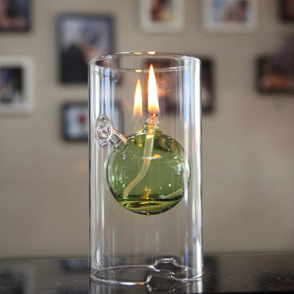 Transparent Glass Candlestick 15CM Oil Lamp Interior light Chamber Glass Oil Lamp Vintage Candle holder Lamp oil not included