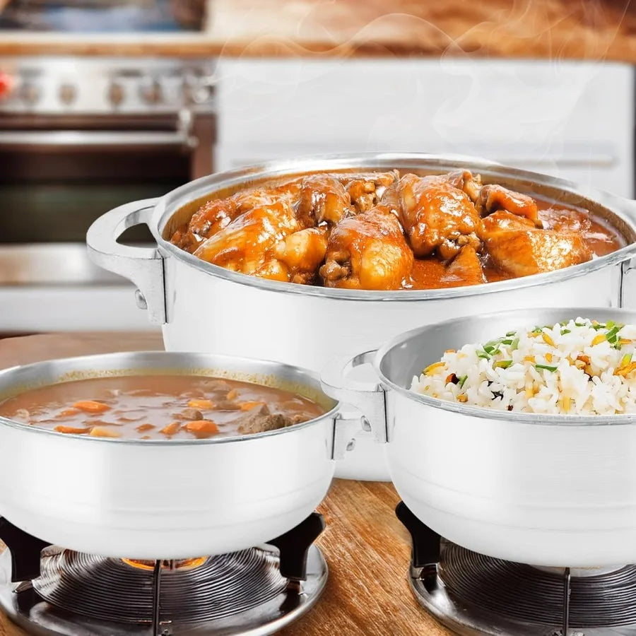 Nonstick Aluminum Caldero Set 8Piece Cookware with Lids Ideal for Stews Soups Rice 2 Qt 3.5 Qt 7 Qt 13 Qt Pots Silver