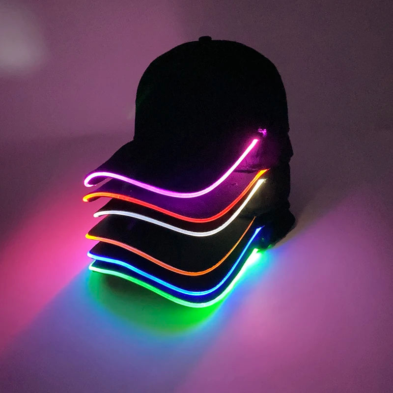 LED LIGHT UP Бейзболна шапка мигаща Glow Rave Party Cap Halloween Trick или лечение на забавна тиквена шапка за мъжки жени косплей костюм