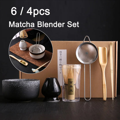 4pcs 6Pcs Handmade Home Easy Clean Matcha Tea Set Tool Stand Kit Bowl Whisk Scoop Gift Ceremony Traditional Japanese Accessories