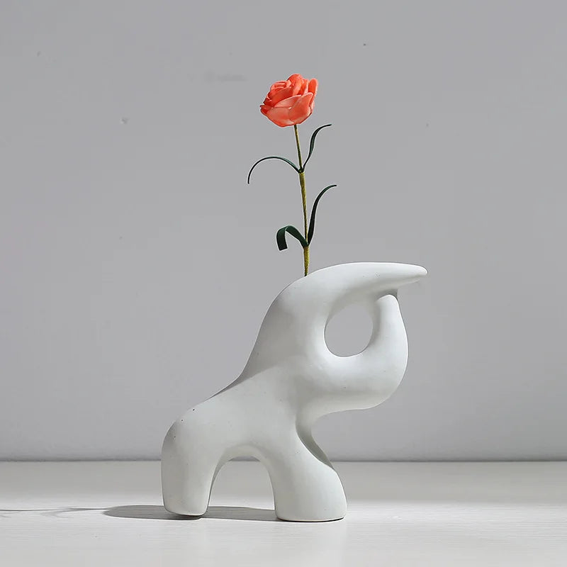 Nordic Creative White Vase Living Room Simple Ceramic Vase Decoration High End Art Glass Vase