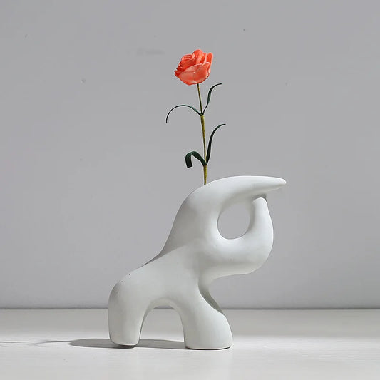 Nordic Creative White Vase Living Room Simple Ceramic Vase Decoration High End Art Glass Vase