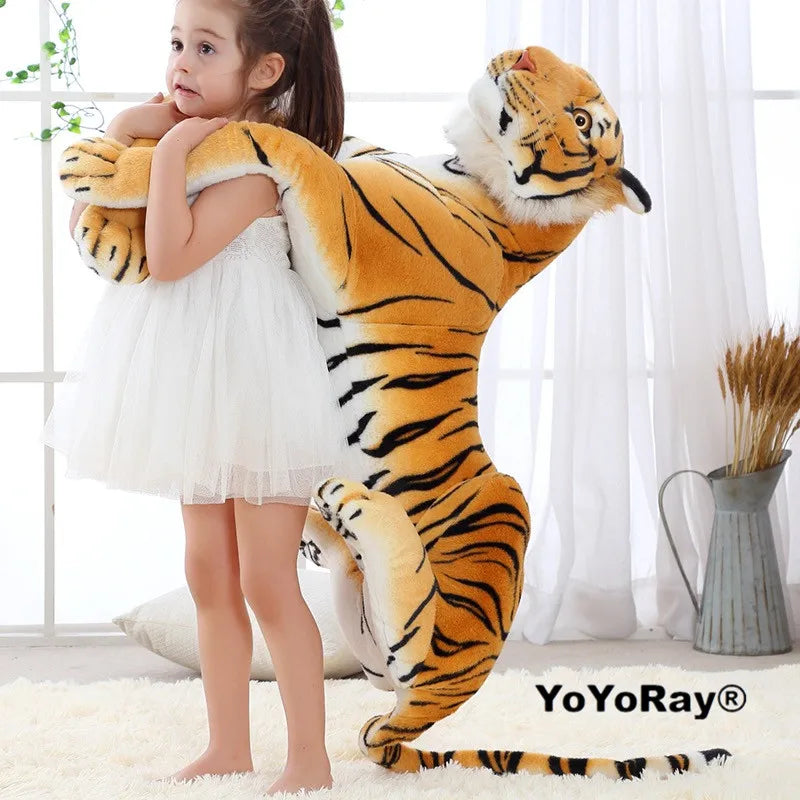 30-90cm Lifelike Tiger Leopard Plush Toys Soft Wild Animals Simulation White Tiger Jaguar Doll Children Kids Birthday Gifts