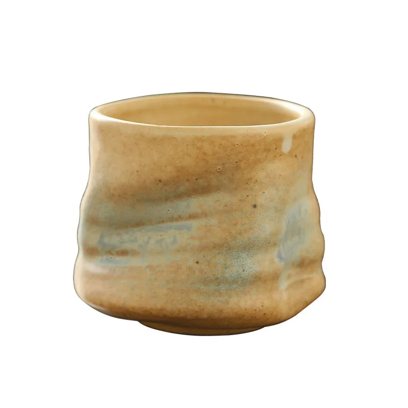 Rough pottery vintage espresso cup Creative hand-crafted pottery creased irregular ceramic cup coffee cups