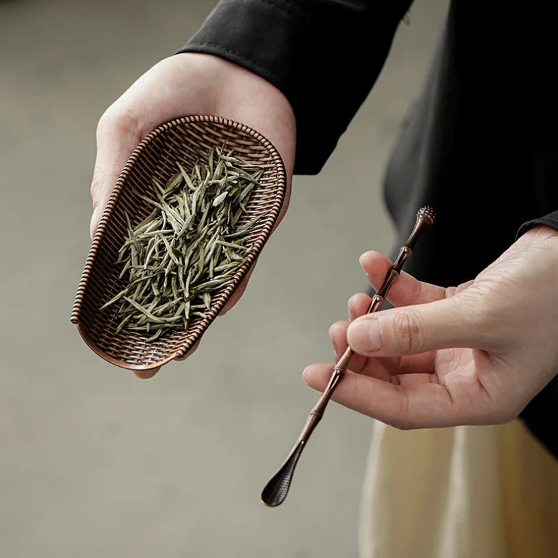 Aleación Tejida de té Chaze Juego de té hecho a mano Dust Pan Forma Herramientas Tomando Herramientas Accesorios tradicionales de té Kung Fu