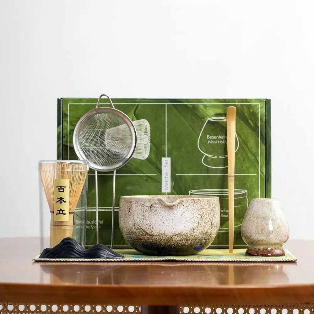 Bamboo Ceramic Japanese Matcha Tea Set Reusable Chasen Stirring Tea Sticks Matcha Spoon Matcha Whisk Set