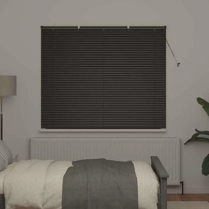 Black Aluminum Window Blinds with Curtains Elegant Home Decor Adjustable Light Control