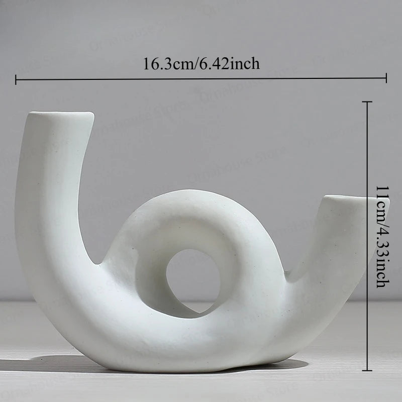 Nordic Creative White Vase Living Room Simple Ceramic Vase Decoration High End Art Glass Vase