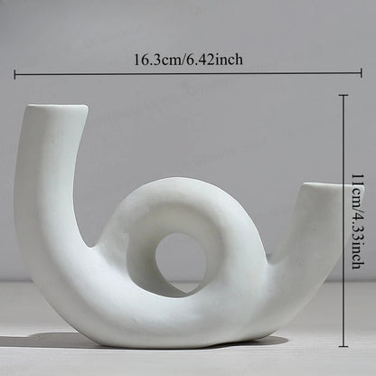 Nordic Creative White Vase Living Room Simple Ceramic Vase Decoration High End Art Glass Vase