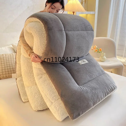 Hot Selling Thickened Winter Milk Fleece Quilt Lamb Fleece Warm Comforter for Single Double Bed Student Warmth Bedding