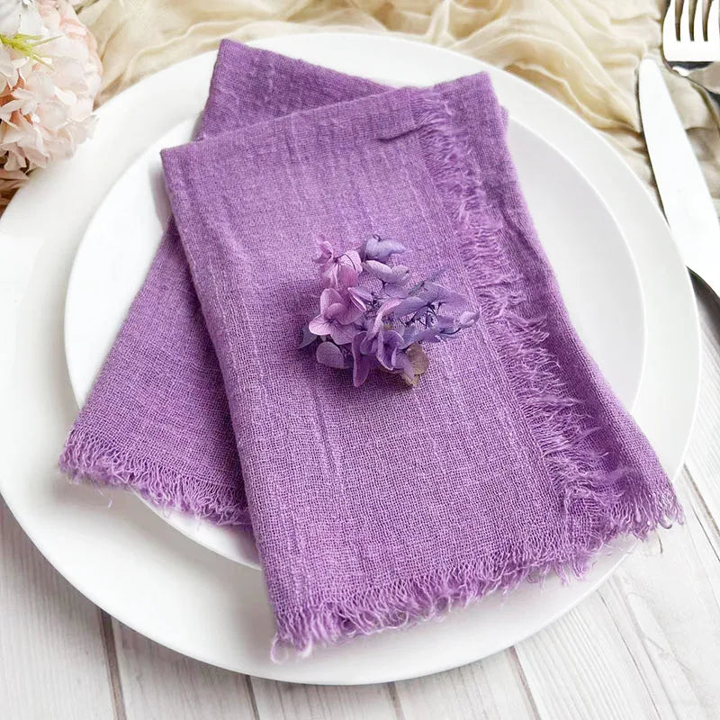 6PCS Napkins 32x32cm Cotton Cloth Gauze Retro Burr Rustic Kitchen Towel Dining Place Mat Wedding Party Linen Napkin Table Decor