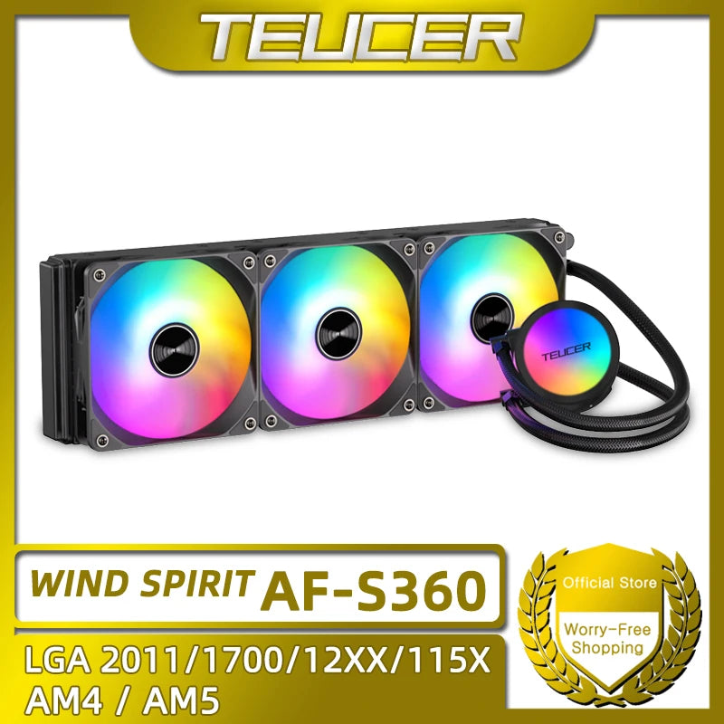 Teucer AF-S360 CPU Cooler Water LGA 2011 V3 x99 płyta główna ciche poziomy olśniewa kolorystyka PC do 1700 1200 115x AM4