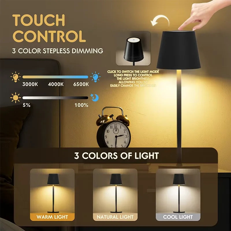 Wireless Wine Bottle Lamp USB Rechargeable Table Light Touch Control Dimming LED Table Lamp for Bar Club Cafe Atmosphere Decor