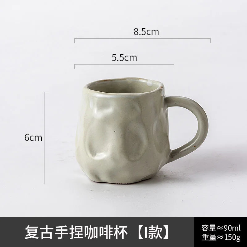 Ceramic Kiln Transformed Coffee Cup Rough Ceramic Retro Shaped Mug  Home Coffee Shop Ceramic Cup  Homestay Water Cup