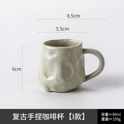 Ceramic Kiln Transformed Coffee Cup Rough Ceramic Retro Shaped Mug  Home Coffee Shop Ceramic Cup  Homestay Water Cup