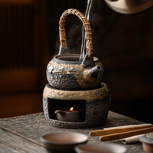 Chinese Style Kung Fu Teapot Retro Ceramic Pot Large Single Handle Stoneware Teapot for Home Living Room Brewing Tea