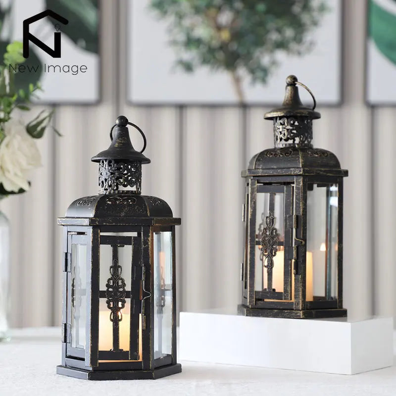Vintage Nordic Candle Holder Lanterns κεριά αισθητική κρέμονται φανάρι σίδερο φανάρι μαύρο σπίτι διακόσμηση διακόσμηση γαμήλια αίθουσα
