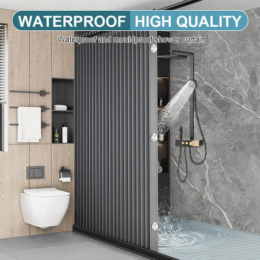Foldable Magnetic Shower Curtain Waterproof Bath Curtain with 14 Hooks Bathroom Curtain Modern for Bathroom