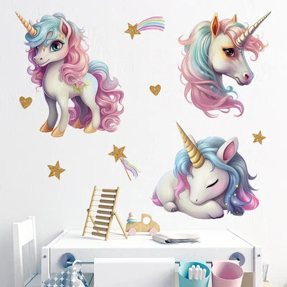 Unicorn Vinyl Child Wall Sticker For Baby Room Decoration Bedroom Accessories Furniture Sticker Adhesive Wallpaper Wall Decor
