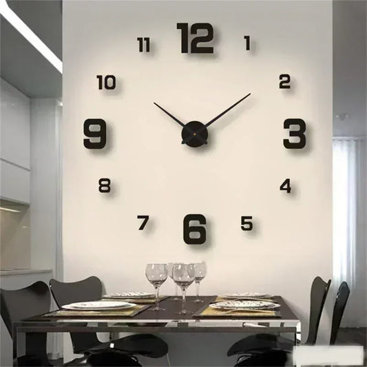 Diy Wall Clock voor thuiskantoor 40 cm frameless moderne 3D wandklok spiegelstickers hotelkamer ontwerp school decoratie decor