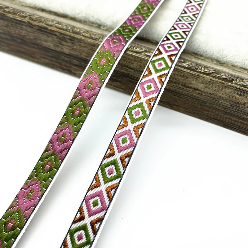 2 meter/parti 13mm vintage etnisk broderi band spets trim diy klädpåse tillbehör broderat tyg