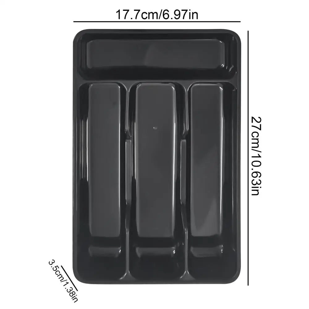 Compact Silverware Organizer with 4 Compartments Flatware Holder, Kitchen Cabinet Countertop Storage Solution Home Use