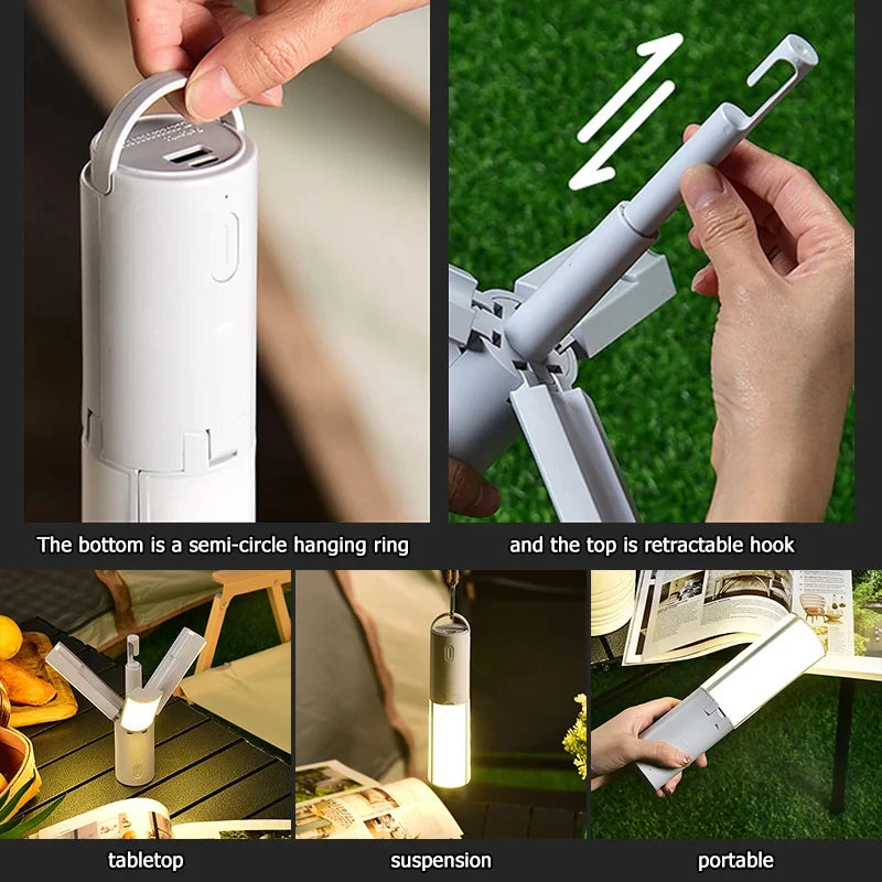 Folding Outdoor Camping Portable Rechargeable High Capacity  Emergency Lamp Flashlight HangingTent Hanging Light Lantern