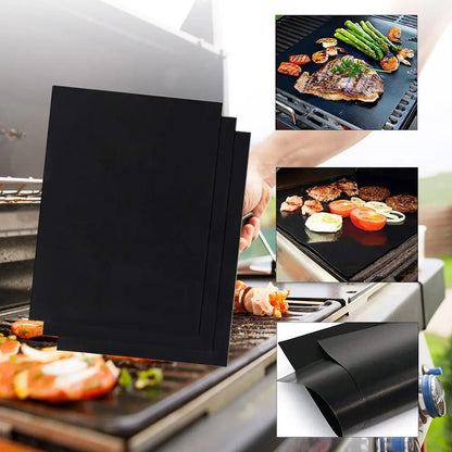 1-10pcs BBQ Grill Mat Non-stick Baking Mat Reusable Heat Resistant Grill Mat Outdoor Cooking Barbecue Mat 40x50cm BBQ Sheet Pad