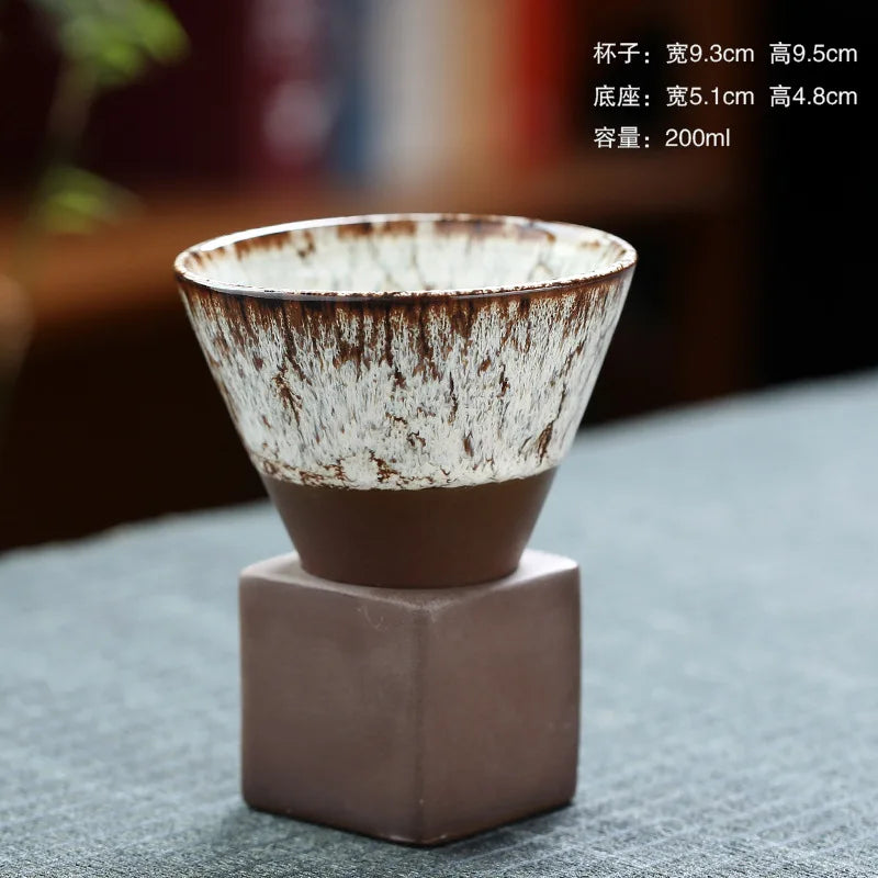 Japanese-style Ceramic Kiln Cup Home Art Decorative Ceramic Cup Creative Retro Cone Ceramic Coffee Cup Latte Porcelain Cup 200ML