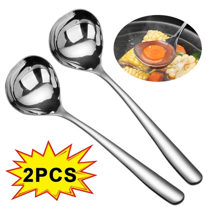 2/1pcs cuillère en acier inoxydable épaississer les cuillères à soupe à poignée longue pour les scoops chauds collanter la cuisine de cuisine de cuisine ustensiles de cuisson