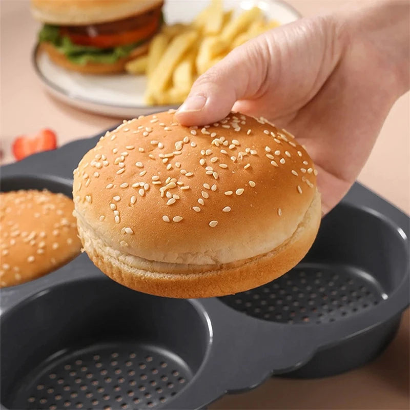 Hamburger Baking Mold Silicone mould Food Grade Bread Bun Baked Plate Non-Stick cake Pan Home Kitchen Bakeware BPA Free