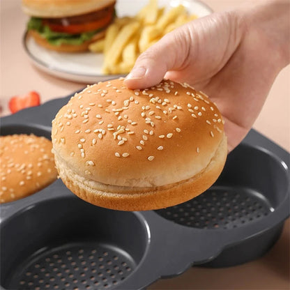 Hamburger Baking Mold Silicone mould Food Grade Bread Bun Baked Plate Non-Stick cake Pan Home Kitchen Bakeware BPA Free