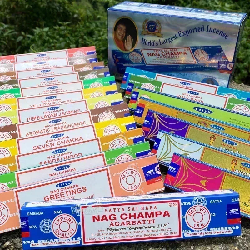 5BOX NAG Champa Indian Secense Collection Satya Handmade Sticks с шест вкуса освежаващи лечебни аромати за домашна медитация