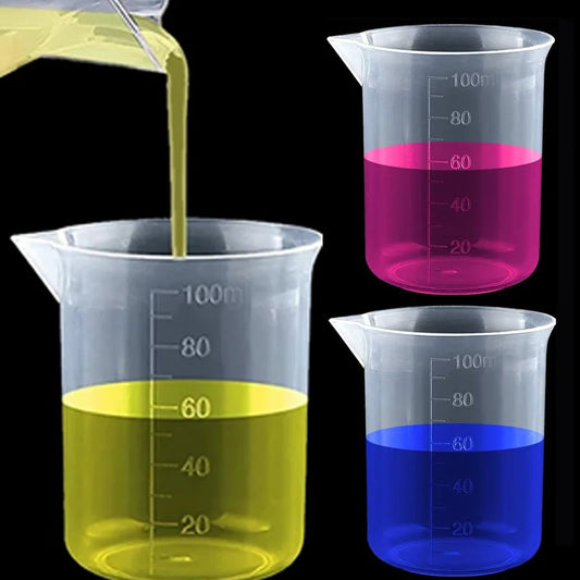 1/2/3pcs 100ml test de măsurare CUPS PLASTIC PLASTIC LAB BEAKER GRANDUAT CUMPĂTURĂ TENTRU BUNĂTOR DE BITCHER CUMPĂRĂTORI VOLUMECTURA CUPURILOR Volumetrice