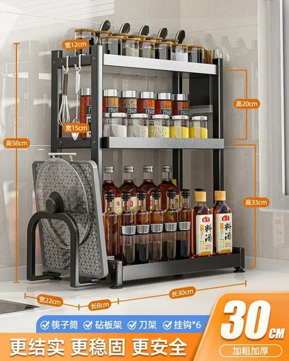 Knife Stand Door Organizer Spices Spice Racks Rack Jars Cutting Seasoning Drain Kitchen 2/3layers Condiments Storage Rack Board