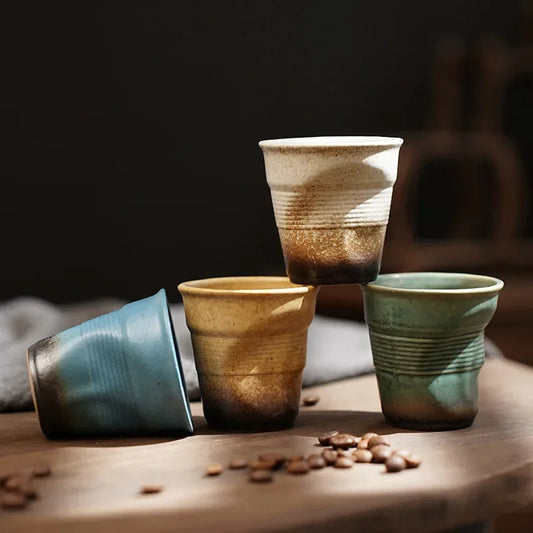 90ml INS Irregular Ceramic Mug Hand-pinch Coffee Cup Mugs Funny Glass Drinking Glasses Kawaii Cup Dessert Plate Mugs Coffee Cup