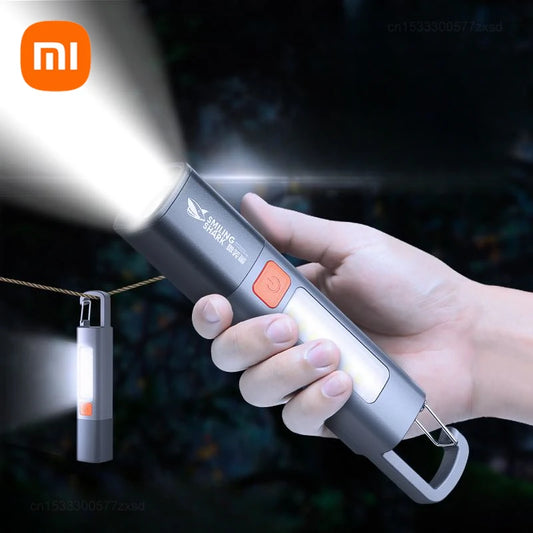 Xiaomi utendørs lommelykt bærbar sterk lys variabel fokus med flomlys sidelys lang rekkevidde USB -oppladbar LED -lampe