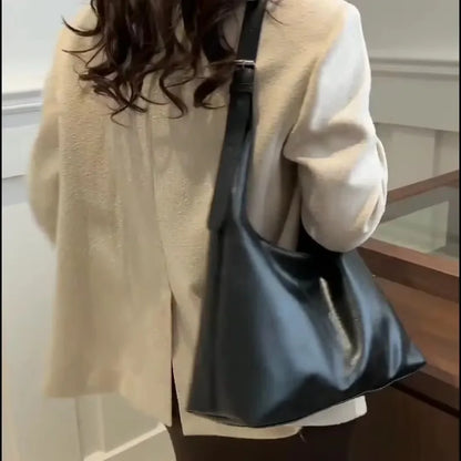 Fashion Korean Version Large Capacity Single Cross-body Bag Women's Handbag Simple Casual Commuting PU Leather Shoulder Tote Bag